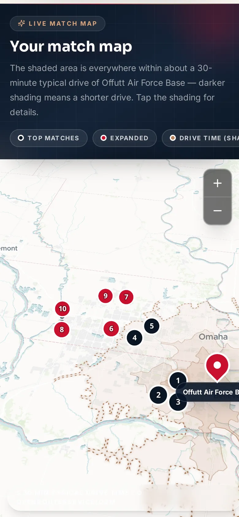 The commute, on a map